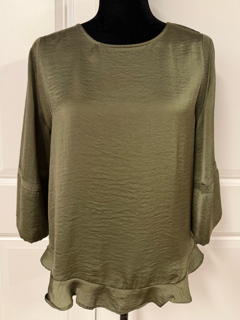 Apt. 9 3/4 Sleeve Olive Blouse